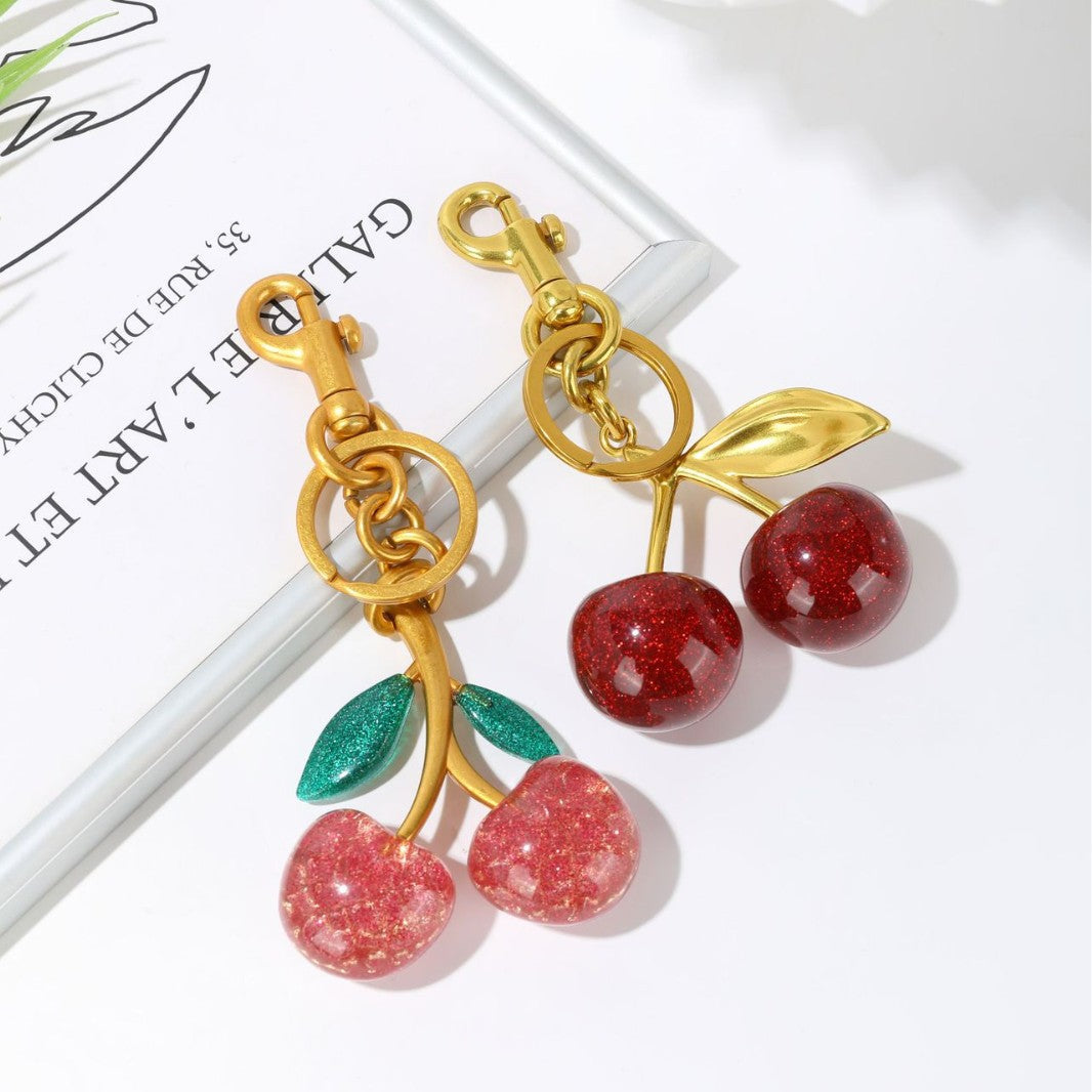 Cherry Bag Pendant Keychain – Exquisite Metal Car & Bag Charm