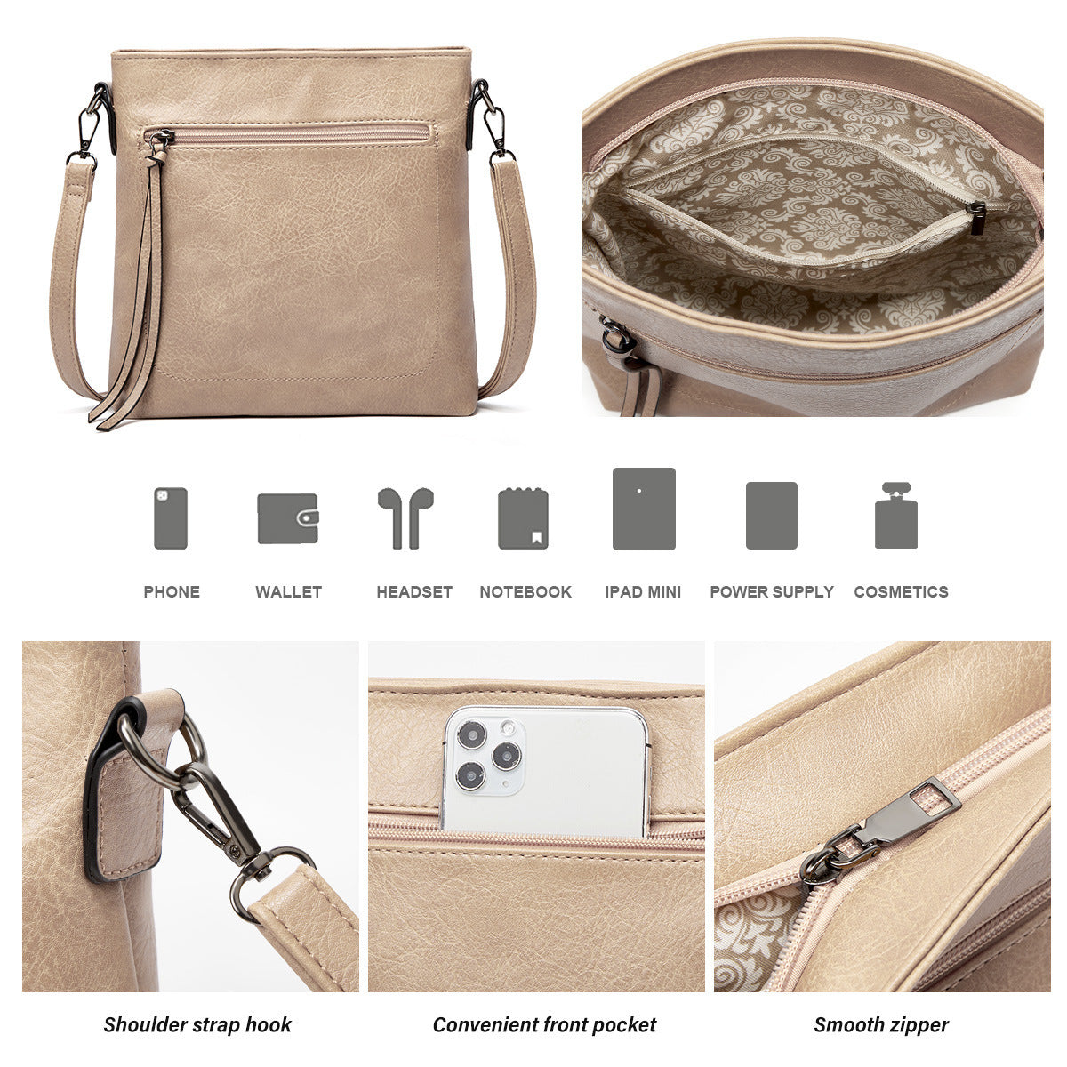 The Slouchy Soft Hobo Handbag 3-Piece Set