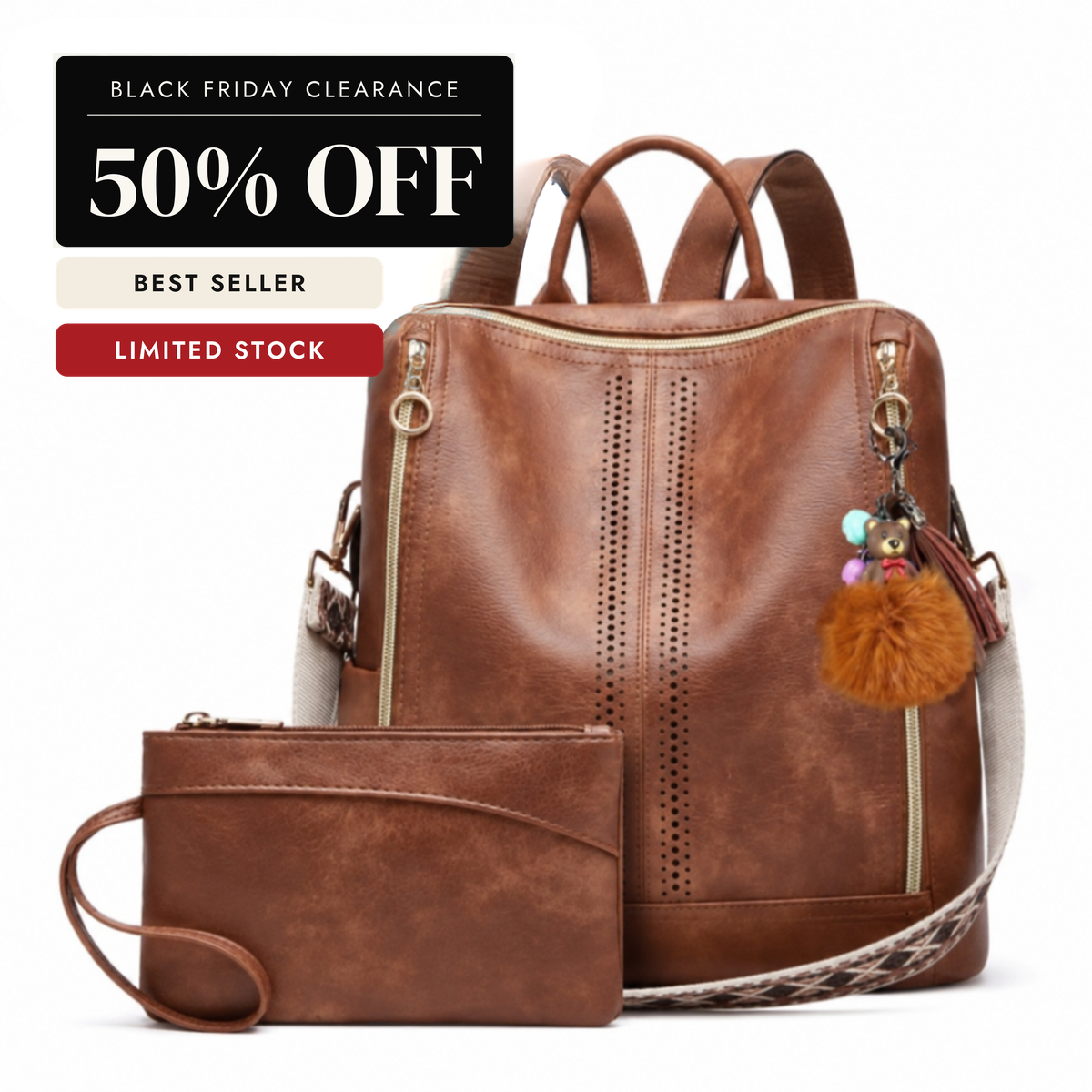 Luxury Leather 2-in-1 Convertible Backpack + Free Pouch