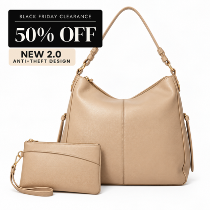Luxury Leather Hobo Anti-Theft Handbag 2.0 + FREE Pouch Wallet (6-Layer Security Edition)