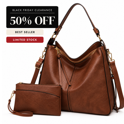 Luxury Leather Hobo Anti-Theft Handbag + FREE Pouch Wallet